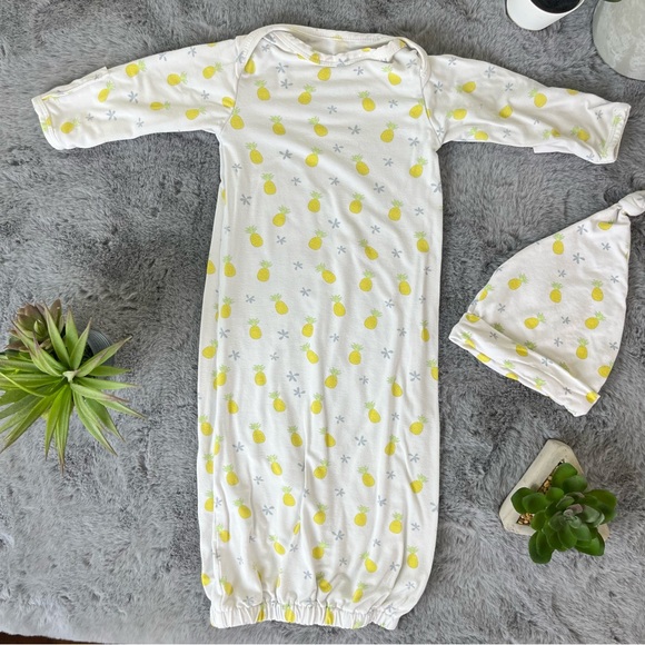 Coco Moon Hawaii Bamboo Pineapple Print Gown and Hat - 0-3M - Picture 2 of 8